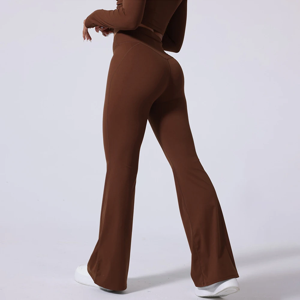 Брюки-клеш для йоги с V-образным вырезом и высокой талией