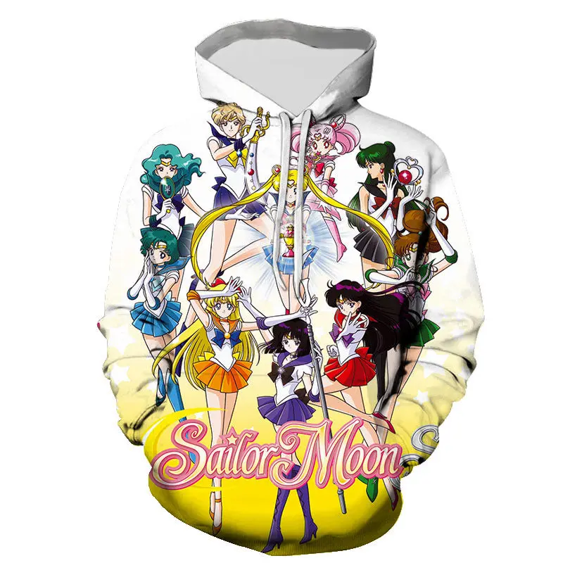 

Pullover Long Sleeve Sailor Moon Streetwear Hoodies 3D Printed Men Women Children Sweatshirts Fashion Casual Boy Girl Kids Tops