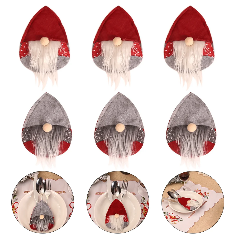 

Christmas Holders Cutlery Tableware Table Decorations Silverware Mini Holder Pockets Santa Decoration Stockings Hat Hats Cover