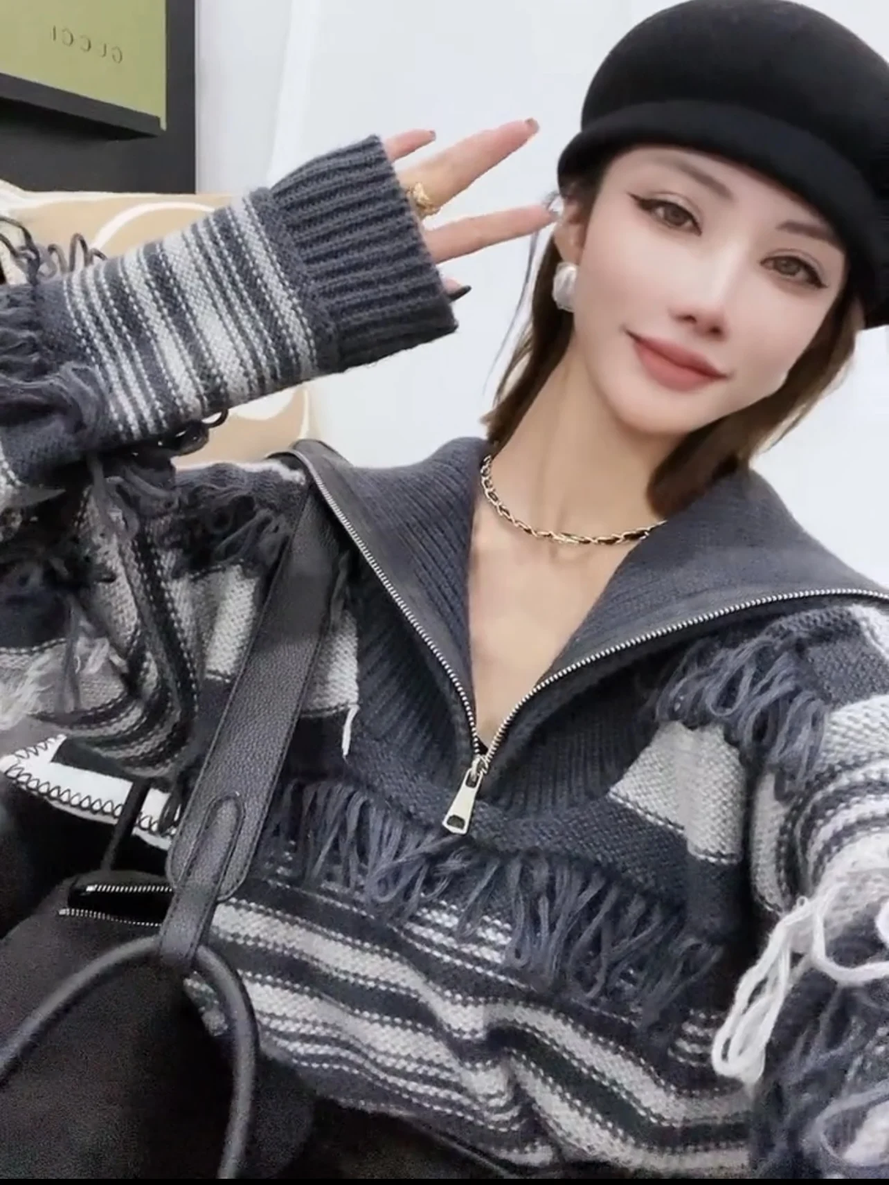 Женский пуловер в готическом стиле серый свитер 90-х Y2k винтажный элегантный