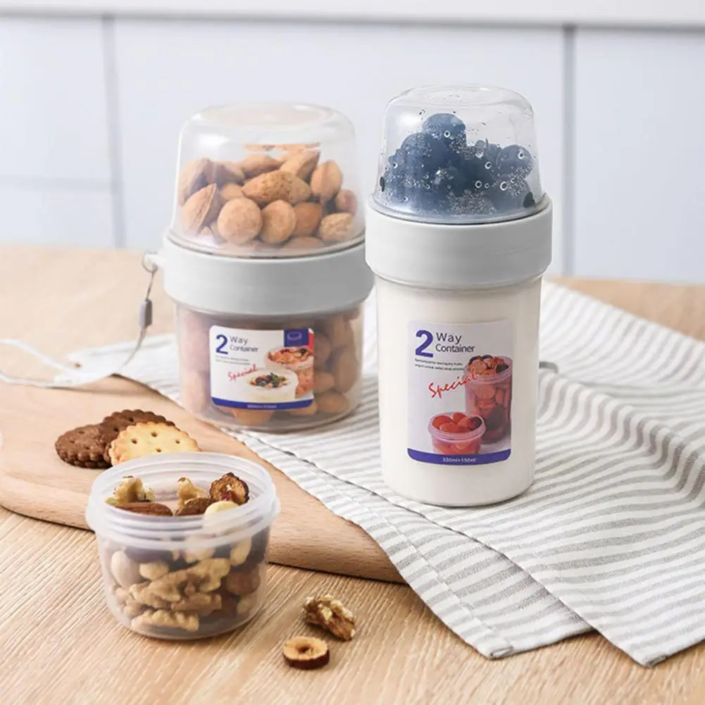

Transparent Portable Double Layers for Baby Reusable Container Sealed Storage Box Food Bottle Fresh Kepping Yogurt Cereal To-Go
