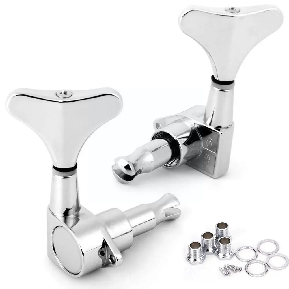 

New Chrome Guitar Sealed Tuners Tuning Pegs Machine Heads 2R2L For 4 String Bass Guitar-Bass Tuners J3J5