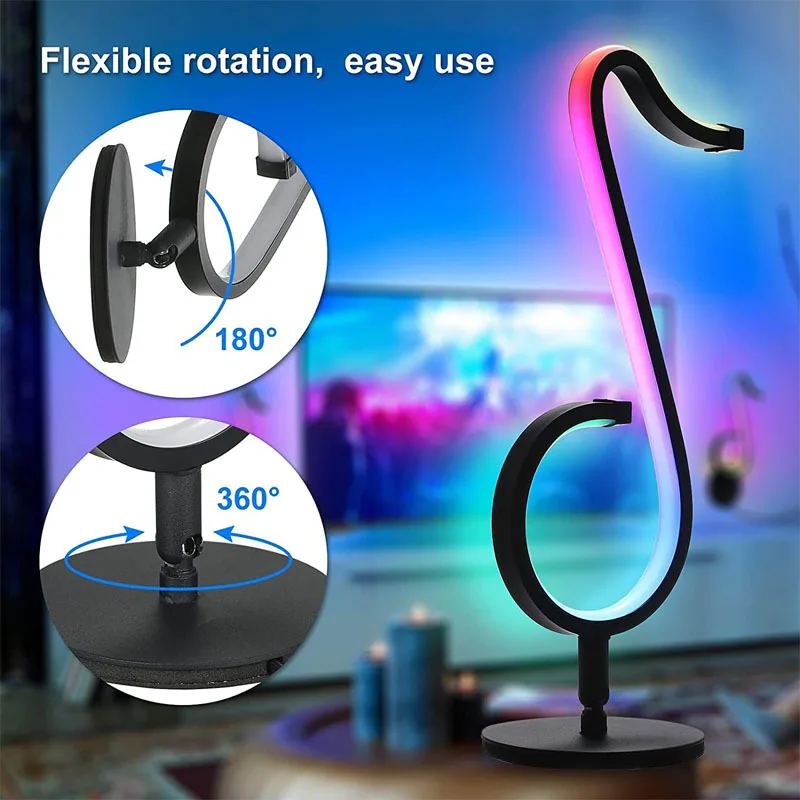 

Bluetooth Smart LED Desk Lamp with RGB, Dimmable Atmosphere Light, Night Light & Music Note Lights for Parties and Live Events