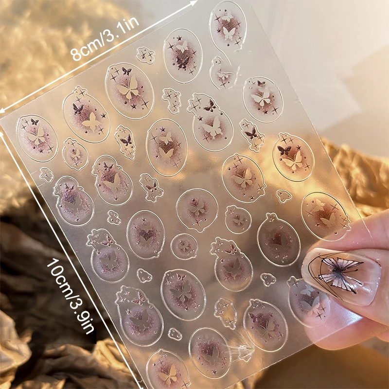 Полупрозрачные полые наклейки для ногтей Maillard с бабочкой 5D рельефные