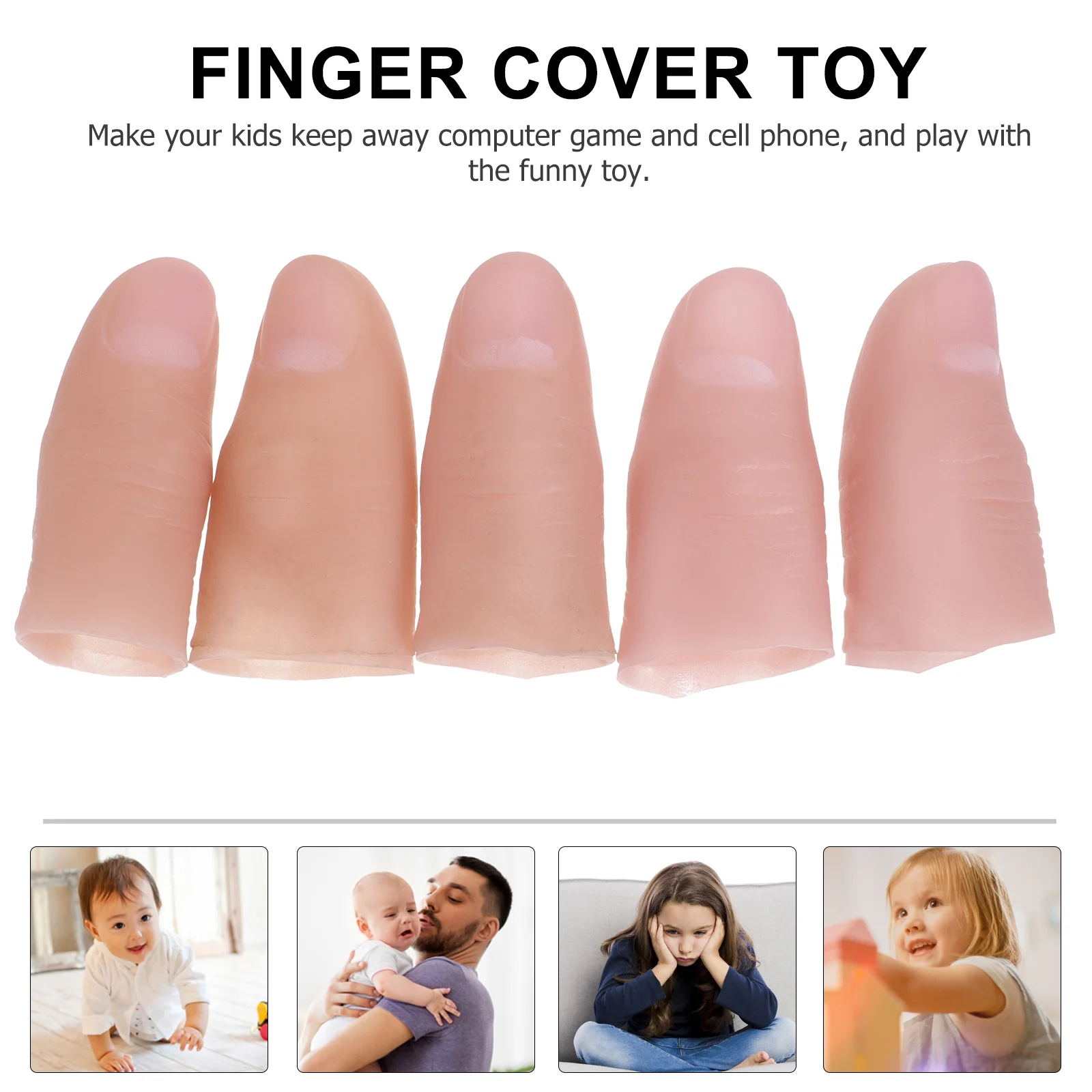 

5Pcs Fake Finger Toys Simulation Finger Playthings Funny Trick Toy (Skin Color)