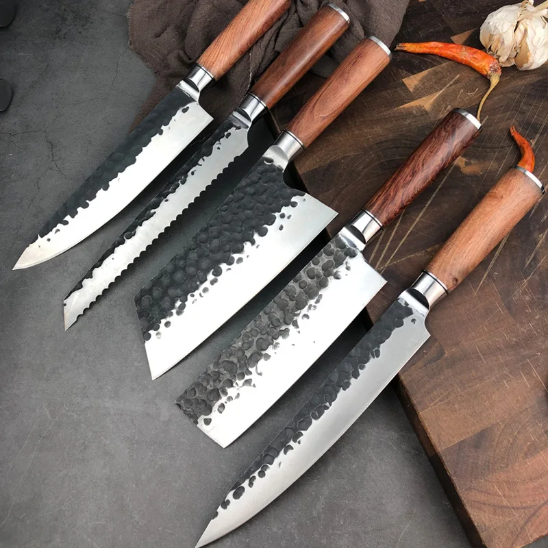 

1-13pc/Set Forged Kitchen Knife Set Chef Japanese Boning Knife Chef Butcher Cleaver Slicer Knife Stainless Steel Knives Set