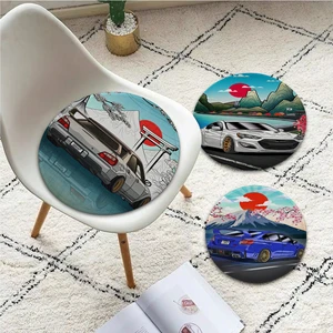 Street Car Racing 80S Synthwave Neon Frame Meditation Cushion Stool Pad Dining Chair Tatami Seat Cushion Anti-Slip Sofa Cushion