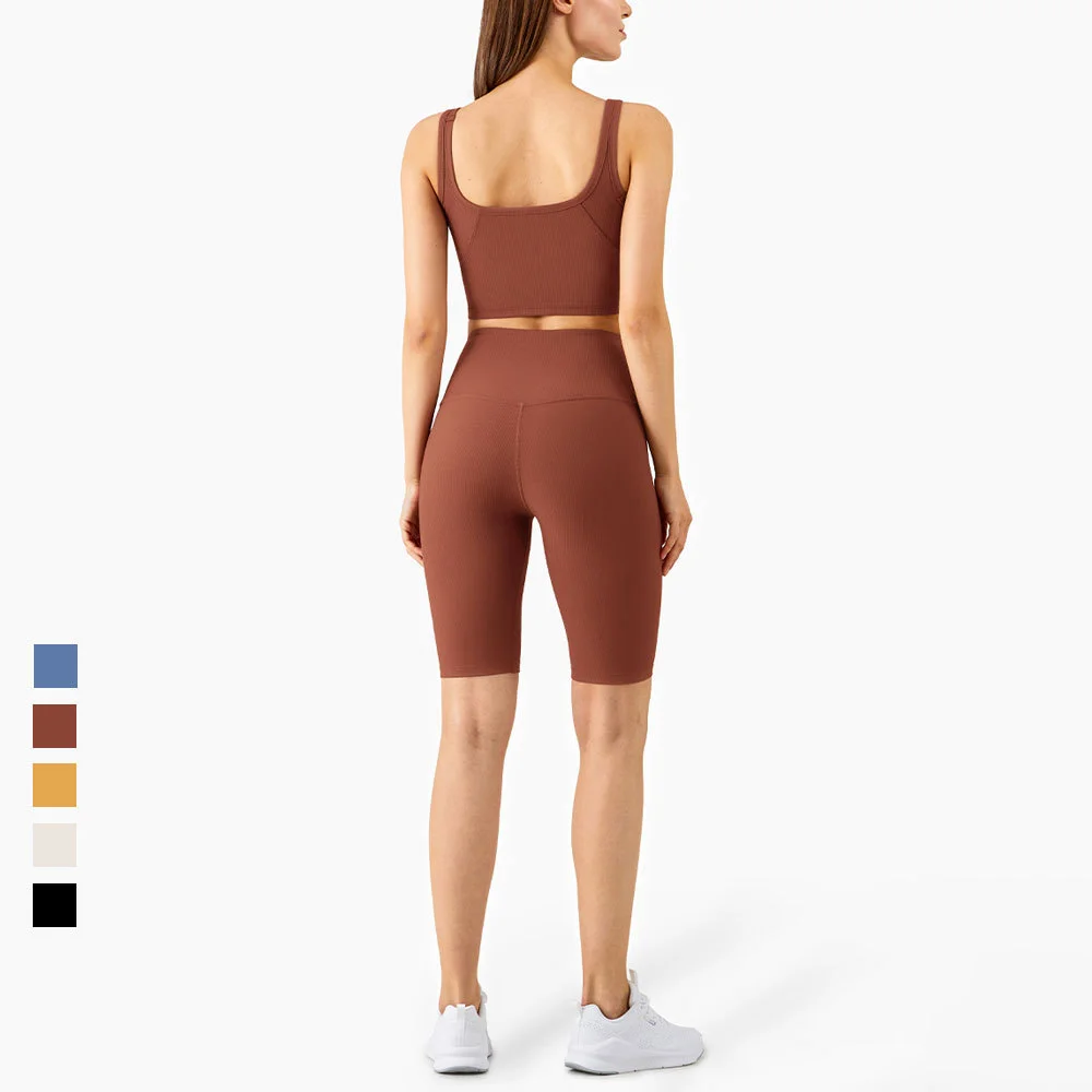 

Женские брюки для йоги, спортивные шорты с высокой талией, бесшовные леггинсы, спортивная одежда, комплект из 2 предметов, 2021