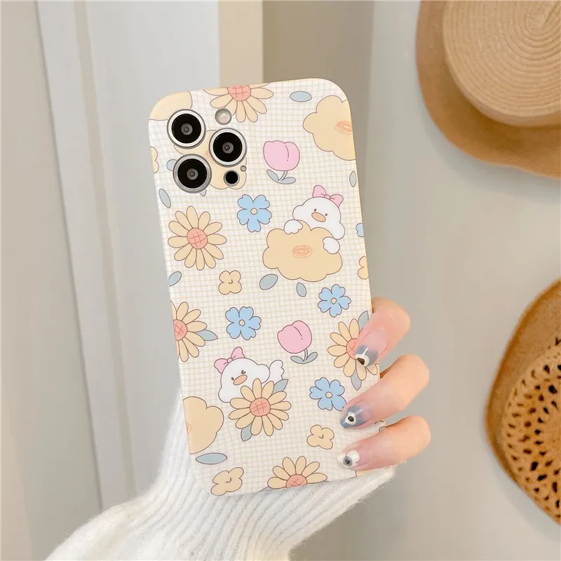 

Cute Cartoon Animal Sheep Rabbit Flower Female Delicate Feel Soft Case For Iphone 11 12 13 Pro Max 7 8 Plus Xr X Xs Cover Fundas