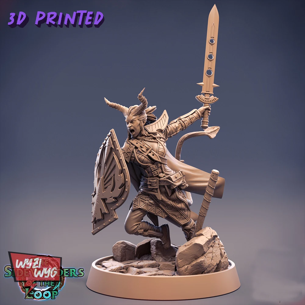 

Tiefling миниатюрная, фигурка Blademaster, Flighter, Warrior, HD 3D печатная смоляная модель, фантазийный прокси настольный, Wargame, Dnd TRPG