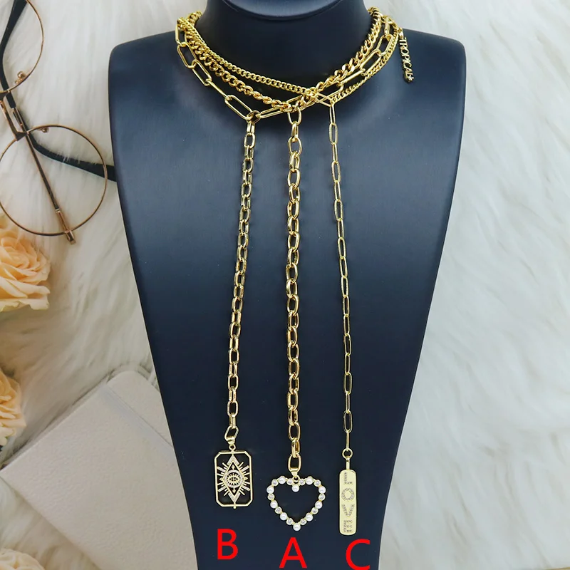 

4 шт. длинное ожерелье с кулоном Ожерелье Модные ювелирные изделия Золотое ожерелье подарок для женщин элегантное ожерелье ювелирные издел...