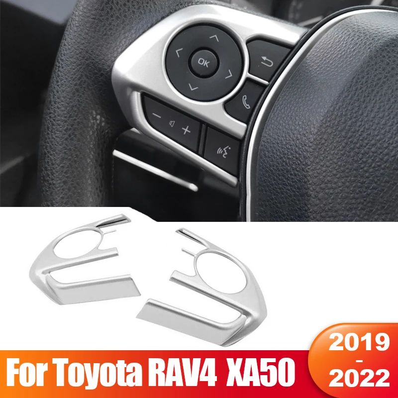 

For Toyota RAV4 XA50 Corolla E210 RAV 4 2019 2020 2021 2022 Carbon Fiber Car Steering Wheel Button Panel Trim Cover Accessories
