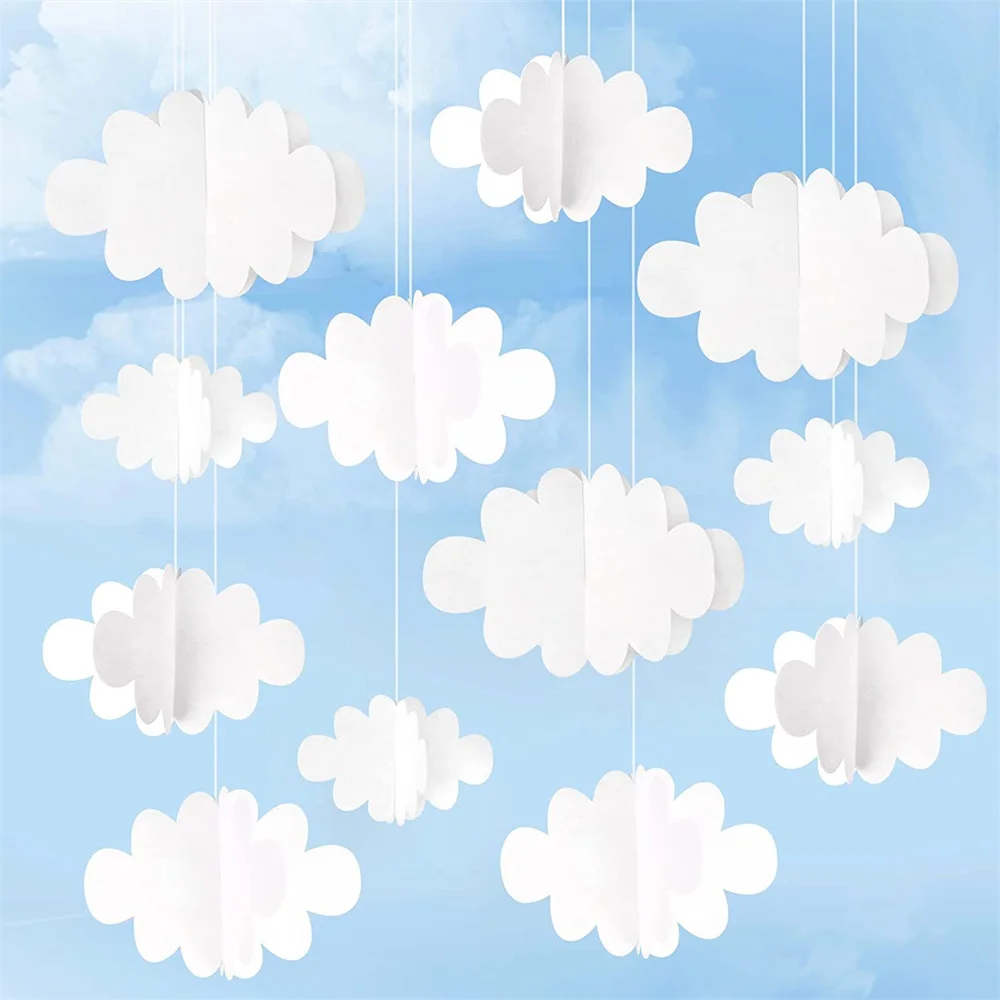 

16pcs/set 3D Cloud Decorations Hanging Clouds for Ceiling Artificial Props Cloud Ornaments Wall Decor Clouds Children's Bedroom