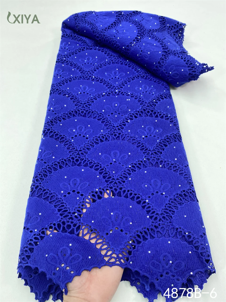 Royal Blue African Lace Fabric 2022 Nigerian Milk Silk Lace Fabric with Stones Tissue Cord Laces for Wedding Party APW4878B