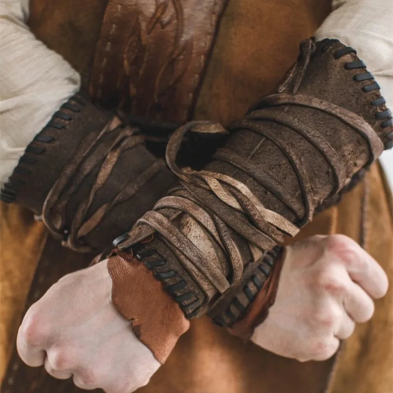 

Кожаная броня для косплея пирата в средневековом стиле викингов, обогреватель для рук, мужской браслет, аксессуар для костюма в стиле стимпанк