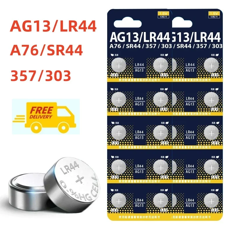 Фото 10-100 шт. LR44 AG13 батарейка-таблетка 1,5 В 357 SR44 LR1154 батарейки-монета SR1154 SP76 для часов, игрушек, пульта дистанционного управления №1
