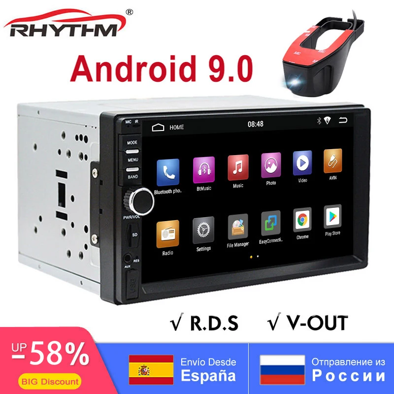 

7'' 2Din Android 9.0 Car Radio Stereo GPS Navigation Bluetooth 1024x600 MirrorLink Car Multimedia Player Autoradio Universal dvr