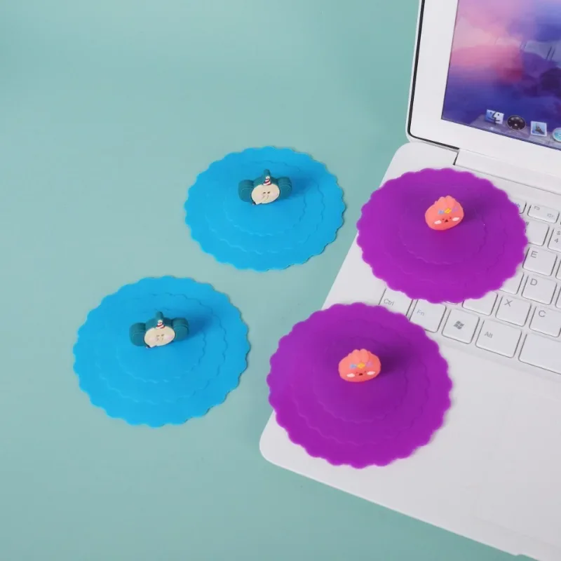 Диаметр 10 см Модная креативная мультяшная силиконовая крышка милая стеклянная