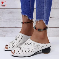 sexy black white hollow out women sandals peep toe strange round heels summer outside 2021 zapatos de mujer sapatos mulher 35 43