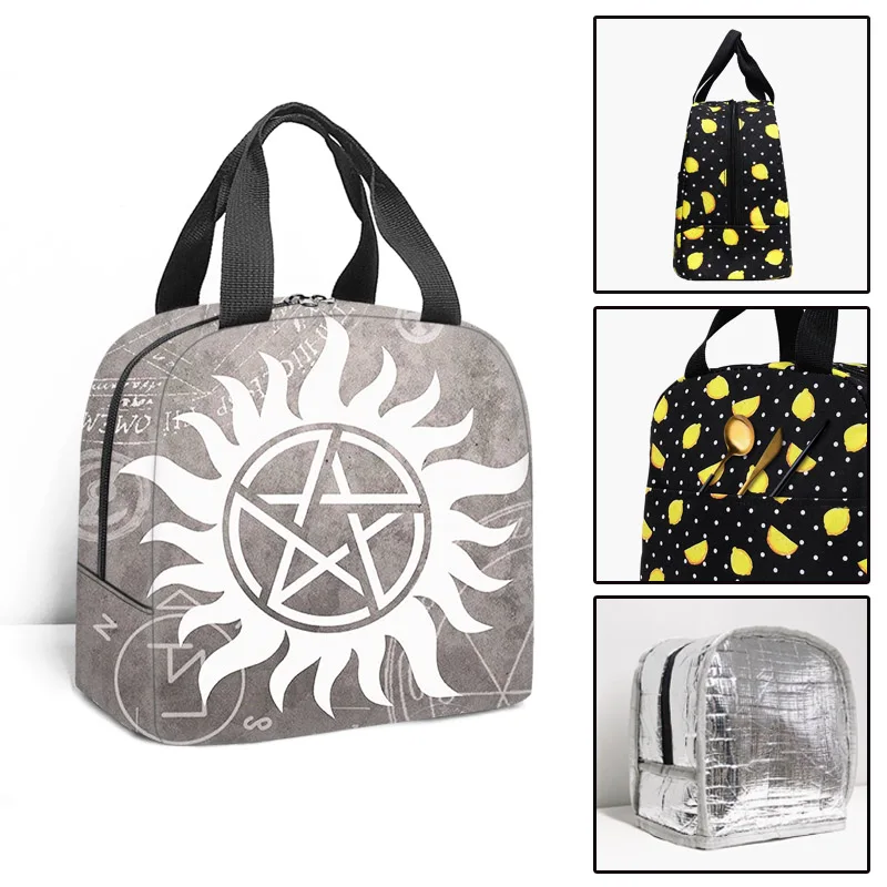 

Harajuku Novelty Cool Supernatural 3D Printed Portable Handbags Ice Bags Lunchbox Thermal insulation Food Lunch Bag