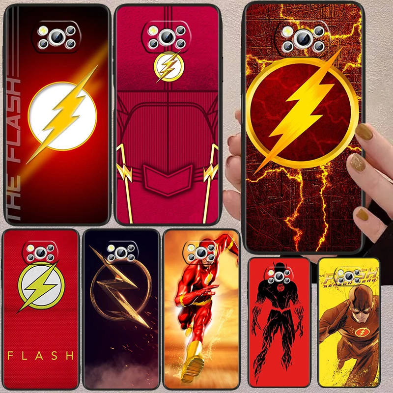 

Superhero The Flash Man Logo Black Phone Case For Xiaomi Mi Poco X4 X3 NFC F4 F3 GT M5 M5s M4 M3 Pro C40 C3 5G Cover Shell Capa