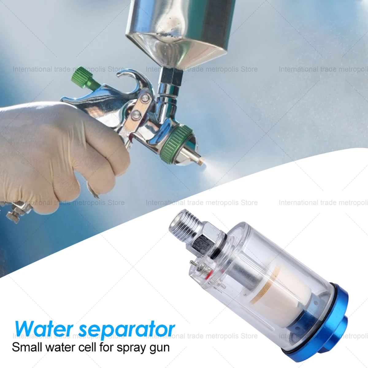

1/4'' Water Oil Separator Inline For Compressor Spray Paint Gun Air Hose Filter Moisture Trap for cars/motorcycles