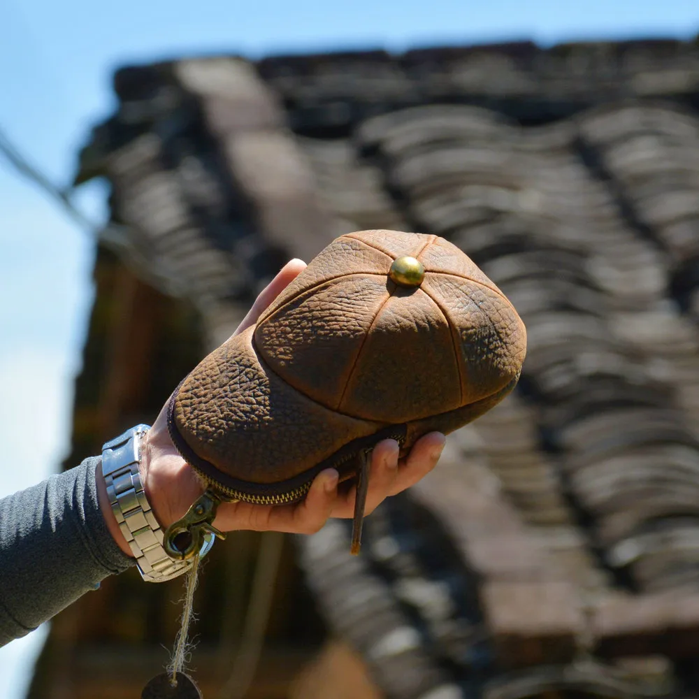 Real leather vintage bag hat wrap mobile phone waist bag