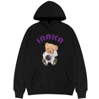 inaka power astronaut bear harajuku graphic print hoodie regular men women regular casual loose sweatshirt couple cute hoodies