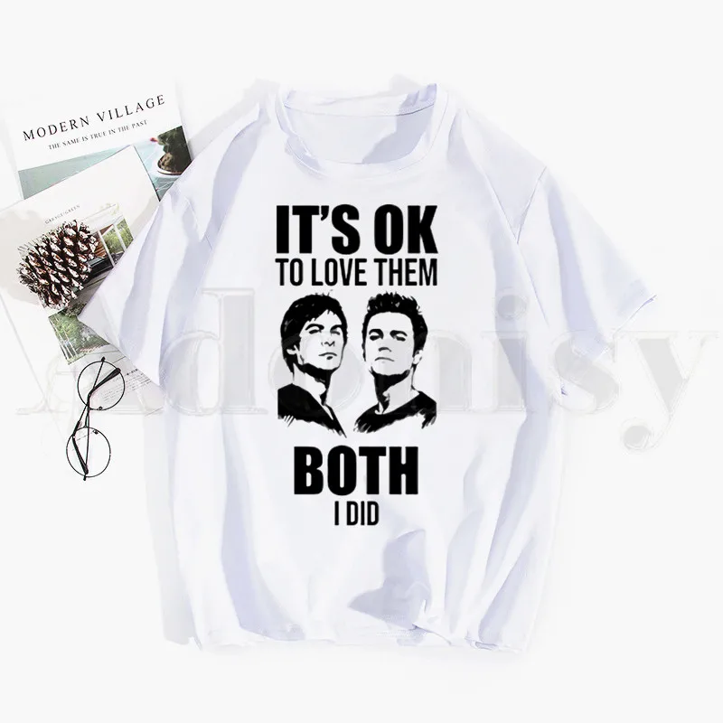 

The Vampire Diaries Ulzzang Casual Harajuku 90s Tshirt Hip Hop Print Top Men Fashion Summer T-shirts