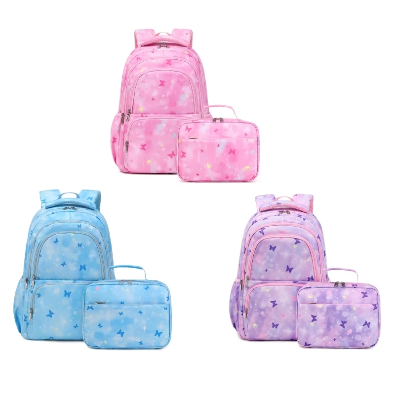 

Q0KE 2 шт. Печатный школьный рюкзак, школьная сумка, рюкзак для ноутбука для студентов, рюкзак, сумка для книги с сумкой для