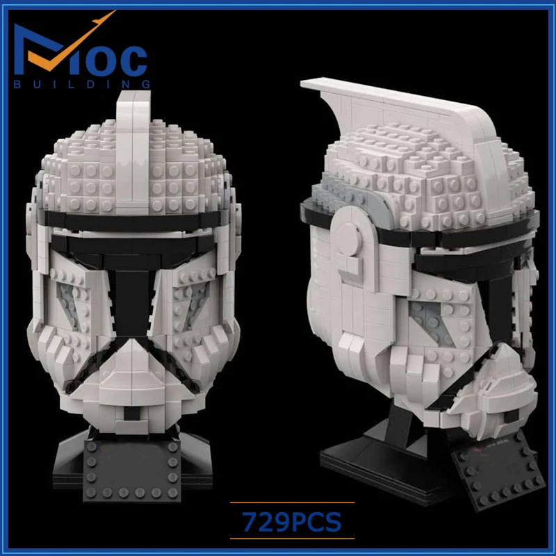 

Moc Star Space Phase 1Trooper Helmet Classic Bust Building Block Assembly Model Statue Collectors Boy Toy Child