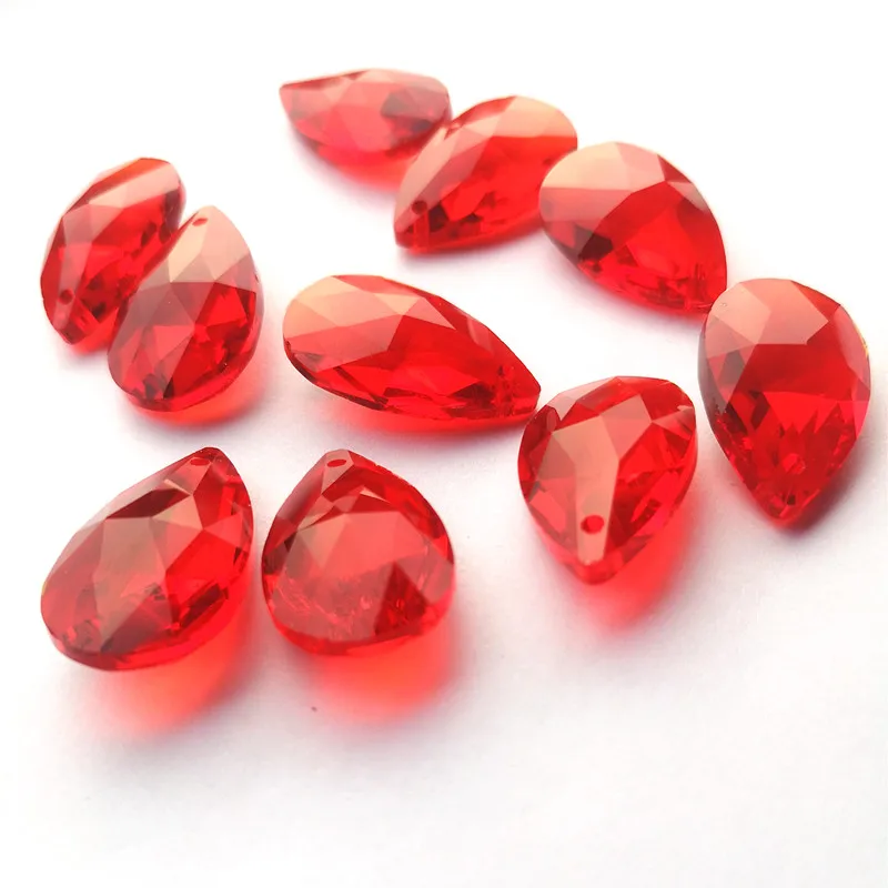 

New Arrived 12pcs/lot 28mm K9 Crystal Marquis Red Chandelier Faceted Pointed Pear Pendants Glass Lighting Part For Suncatcher
