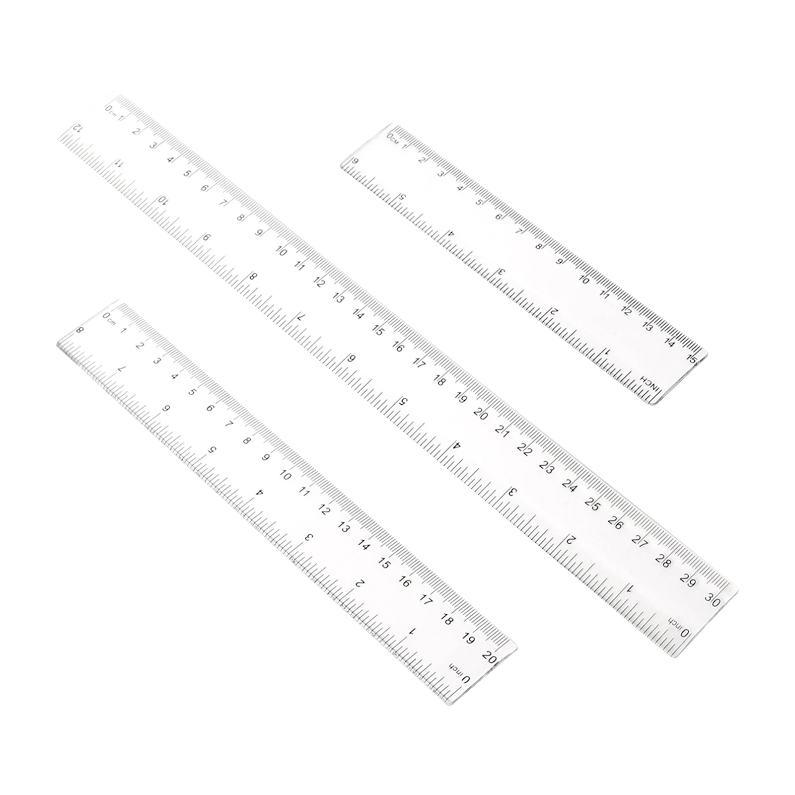 

3pcs Professional Practical Portable Plastic Straight Rulers Kids School Office Measuring Tool Accessories For Student Clear