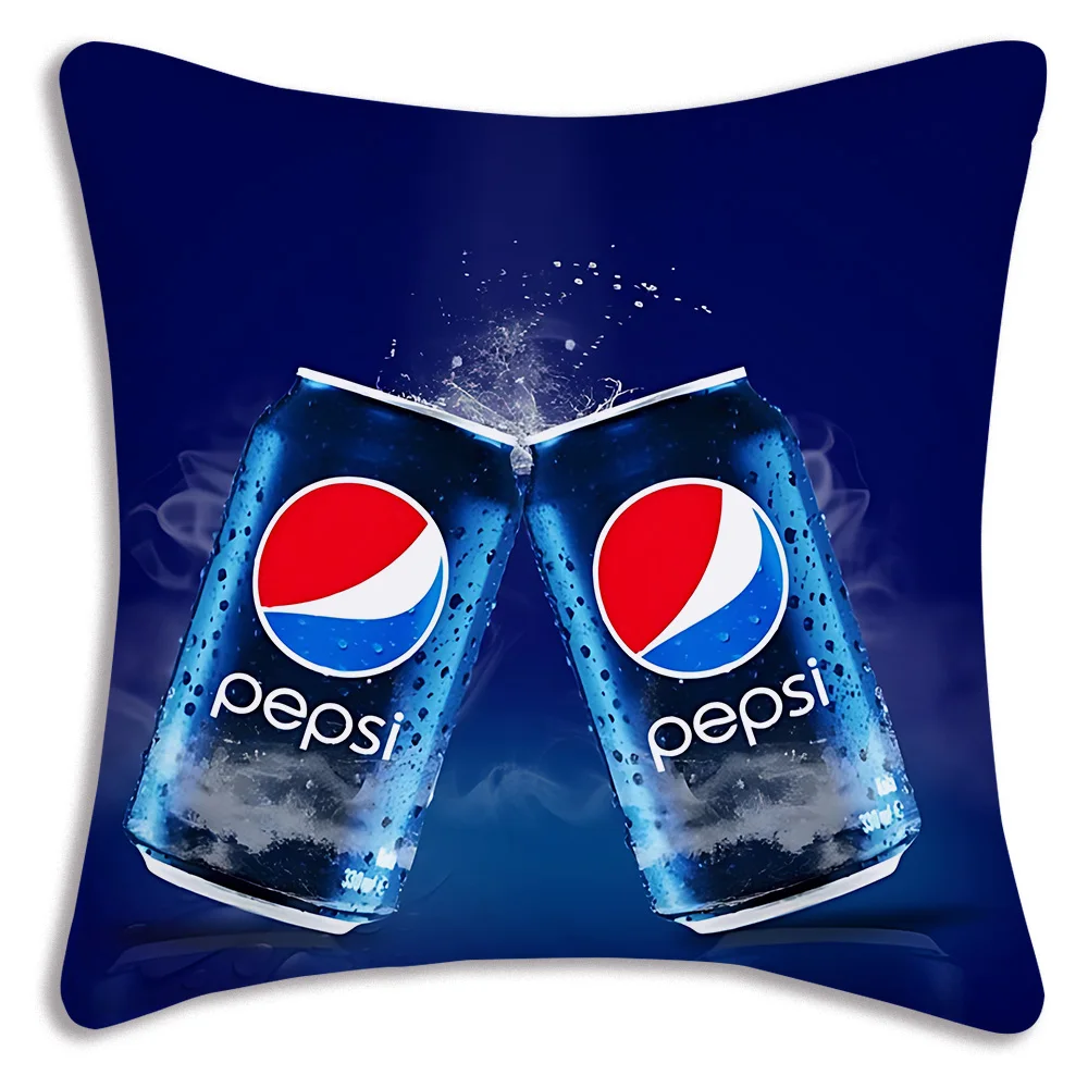 Pillow Covers Cartoon Soda Brand Art P-Pepsi-Cola Sofa Decorative Home Double-sided Printing Short Plush Cute Cushion Cover