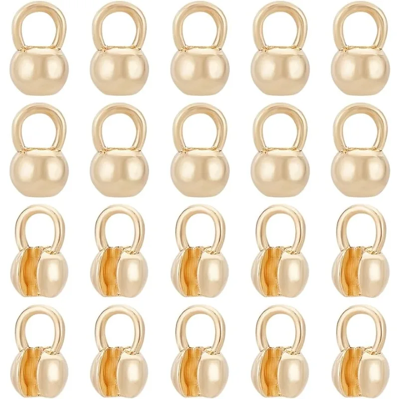 20 Шт. 14 Карат Позолоченные Круглые Латунные Бусины Торцевые Заглушки Фурнитура