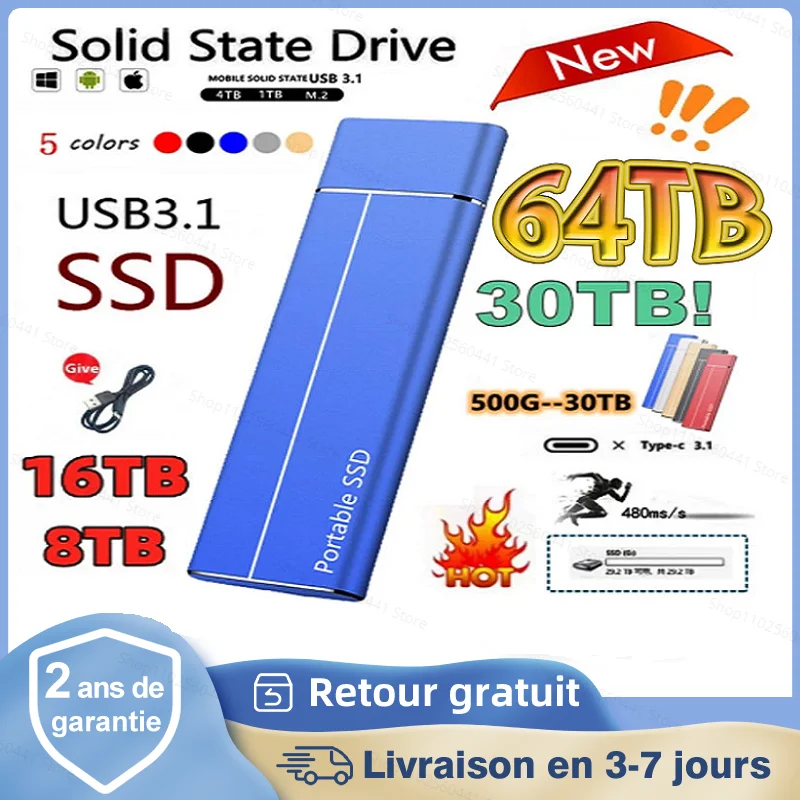 

2023 Original High-speed 16TB 4TB 2TB SSD Portable External Solid State Hard Drive USB3.1 Interface Mobile Hard Drive for Laptop