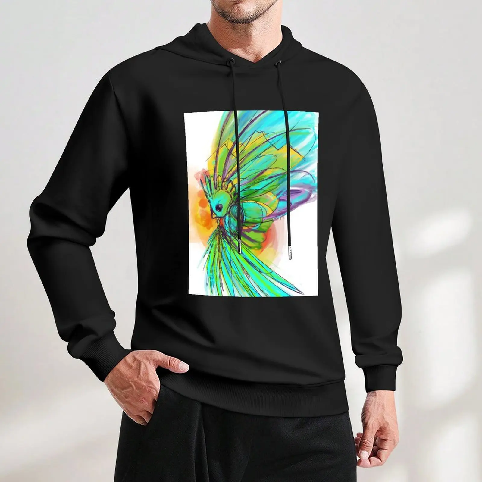 Пуловер Quetzal с акварелью и тушью осенняя мужская дизайнерская одежда уличная