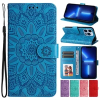 cute sunflower flip phone case for samsung galaxy s22 s21 s20 fe ultra lite s10e s10 s9 s8 plus 5g card slots wallet cover d27f