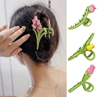 metal tulip flower hairpin european and american style personality fashion color hair clips ms travel accessories gentle style