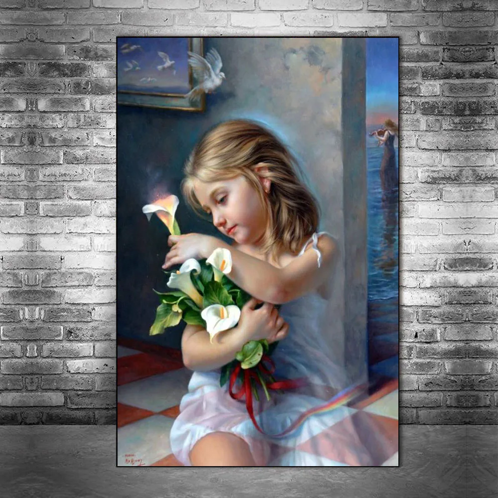 5D DIY Diamond Painting little Girl Rhinestone Picture Full Square/Round Diamond Embroidery Mosaic Decoration Gift