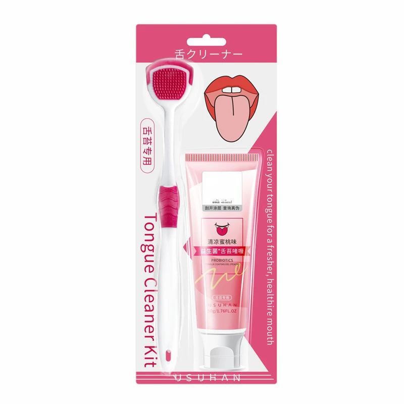

Sets Tongue Scraper and Coating Cleaning Gel Fresh Remove Odor To Cleaner for Bad Breath Cleaning Products for Tongue Cleaning