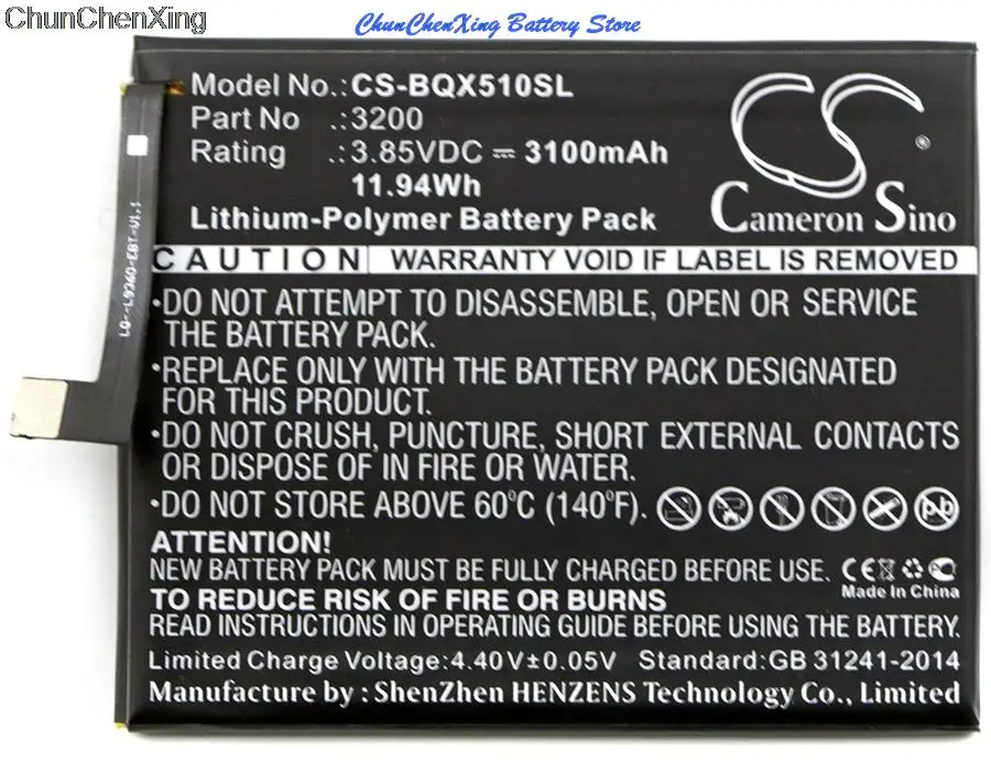 

Cameron Sino 3100mAh Battery 3200 for BQ Aquaris X5 Plus