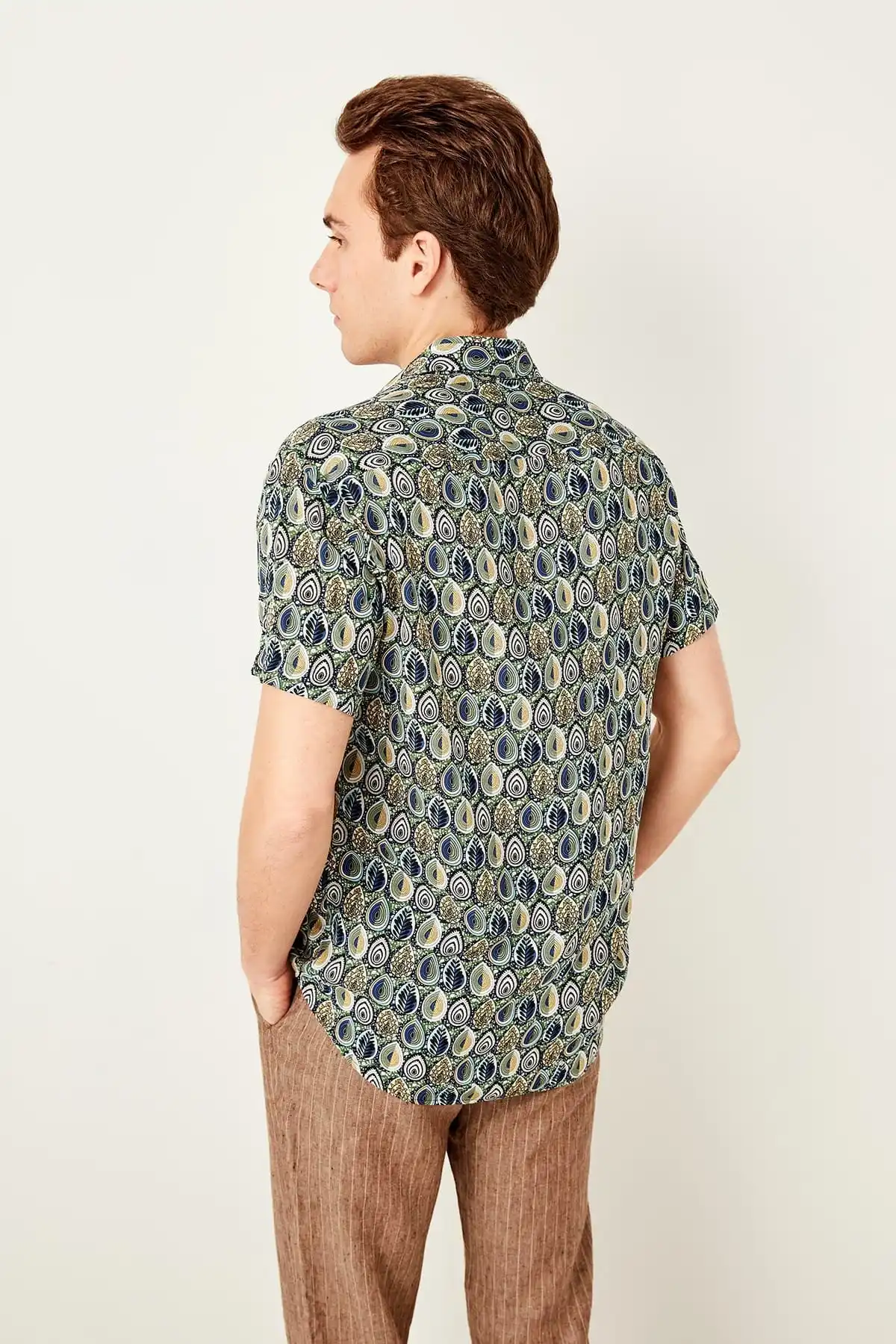 

Men's Regular Fit shirt collar patterned short sleeve shirt TMNSS19RS0067