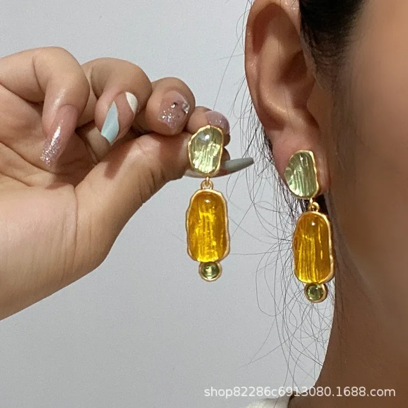 Ретро золотые элегантные серьги High Sense новые средневековые свежие сказочные желе