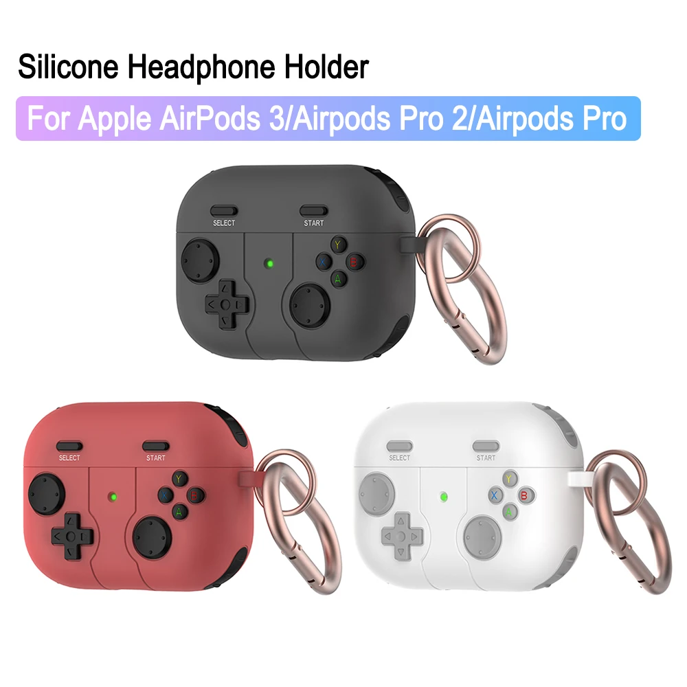 

Silicone Protective Cover Game Controller Shaped Headset Cover with Carabiner for Apple Airpods 3/Airpods Pro 2/Airpods Pro