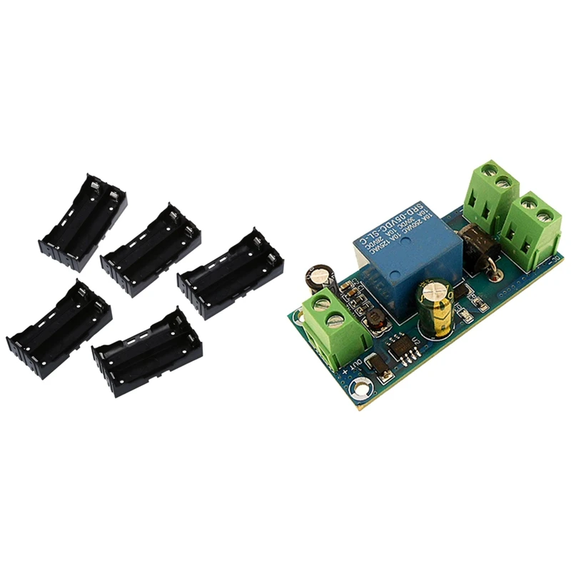 

5 Pcs Black Plastic 2 X 3.7V 18650 Batteries 4 Pin Battery Holder Case With 5V-48V General Emergency Converter
