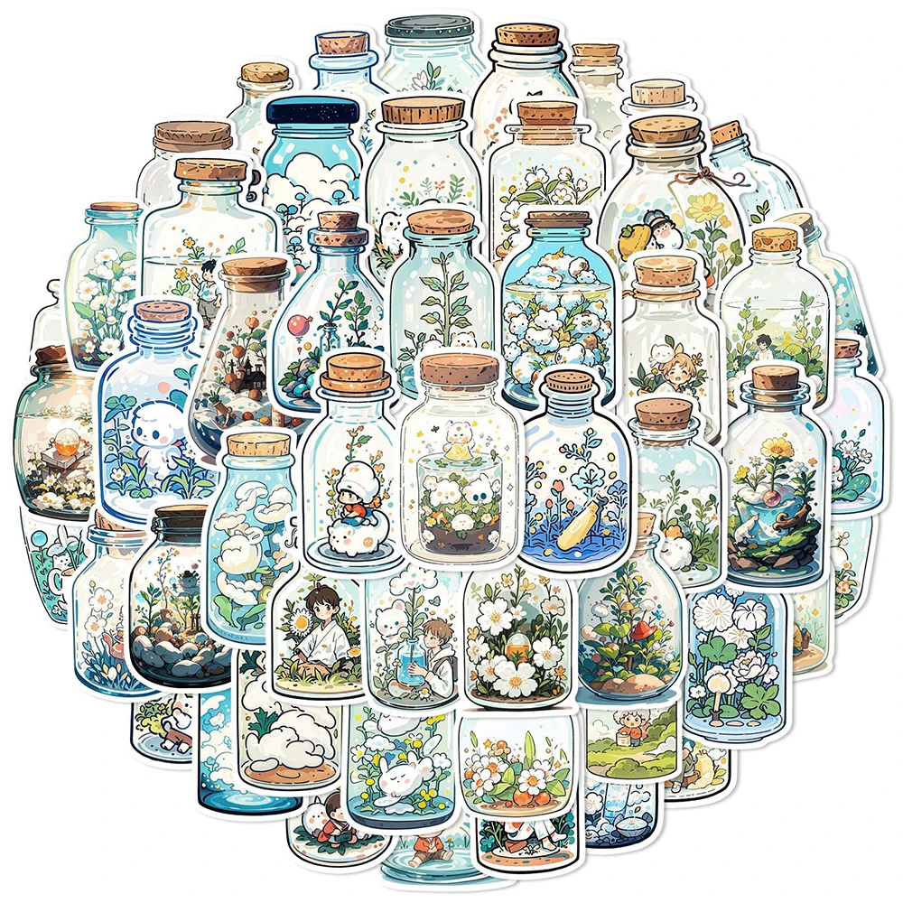 10 / 30 50pcs Бутылка в мире мультяшные наклейки эстетические декоративные ноутбук