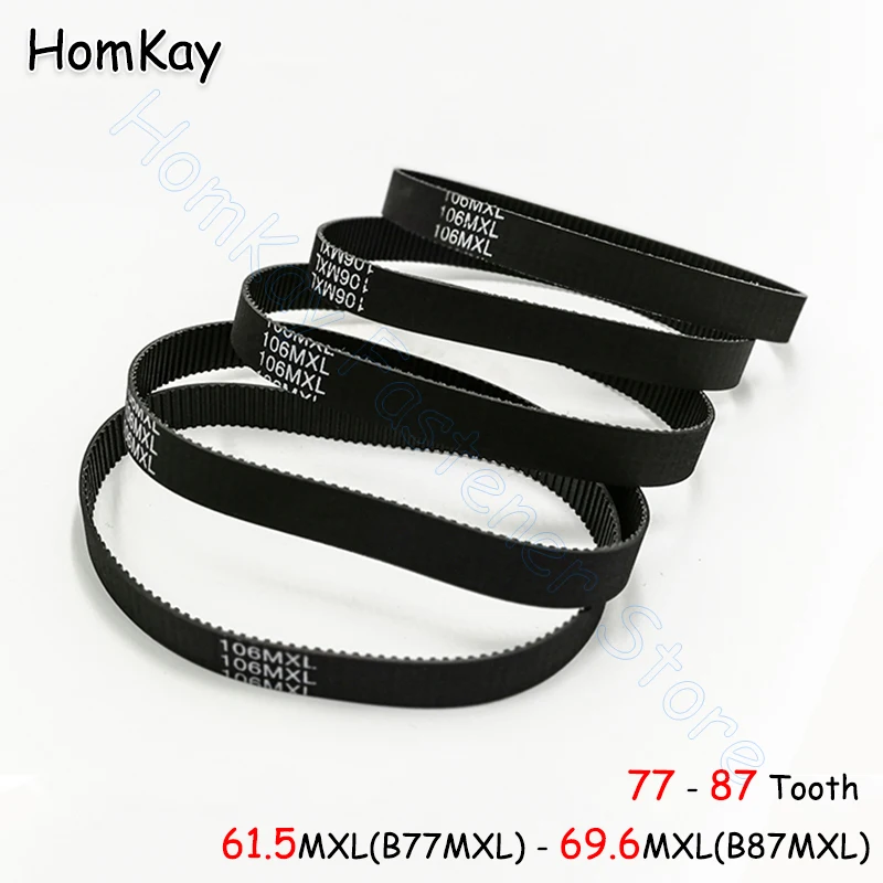 

MXL Timing Belt Rubber Closed-loop Transmission Belts Pitch 2.032mm No.Tooth 77 78 79 80 81 82 83 84 85 86 87Pcs width 6 10mm
