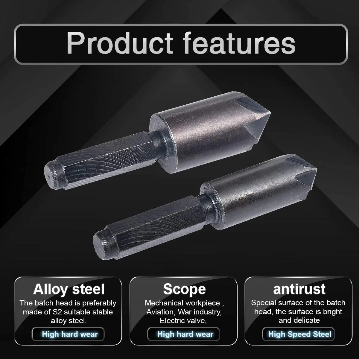 Набор сверл для зенковки с 7 канавками комплект из 2 насадок шестигранным