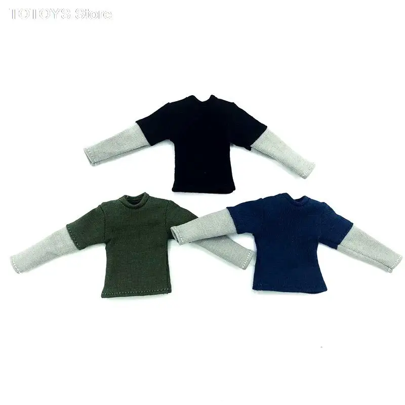 

1/12 Scale Male Splicing Long Sleeve T-shirt Top Clothes for 6" Action Figure Accessories
